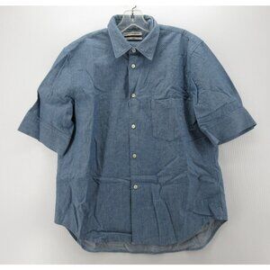Public School New York Shirt Large Chambray Button Up Micro Polka Dots